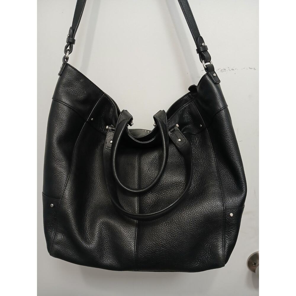 Lauren Ralph Lauren Est. 1967 Black Pebble Leather Lrg Tote Shoulder Slouch Bag - Picture 2 of 16